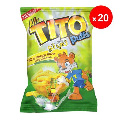Mr.Tito Corn Puffs Vineger & Salt Flavor 18 G × 20
