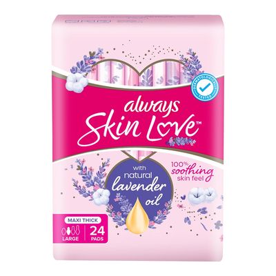 Always Sanitary Pads With Natural Lavender Oil Maxi Thick 24 Pieces