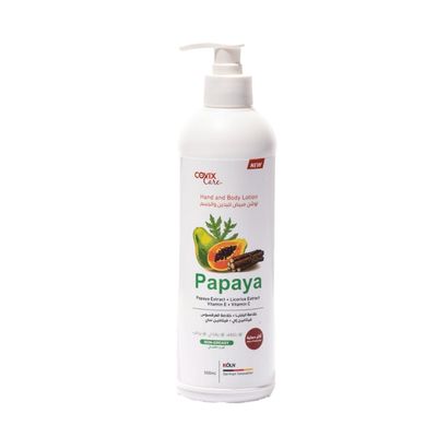 Covix Care Hand and Body Lotion with Papaya Extract, Licorice, Vitamin E & C Non-greasy - 500ml