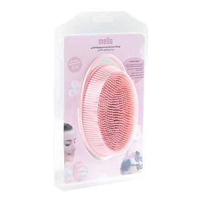 Mella Silicone Body Cleansing and Exfoliating Brush and Head Massager 2-in-1 - Pink