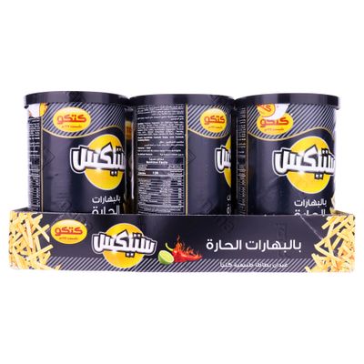 ستيكس عيدان بطاطس بالبهاات الحارة كرتون 45 جرام × 6