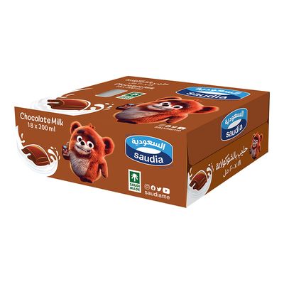 Saudia Chocolate Milk Flavored 200 ML × 18 Box