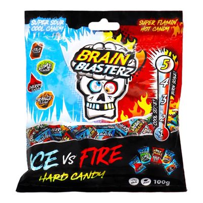 Brain Blasterz Hard Candy Ice VS Fire Assorted Fruit Flavor  (Imported) - 100g