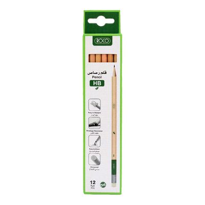 Roco Pencils HB With Eraser 12 Pieces