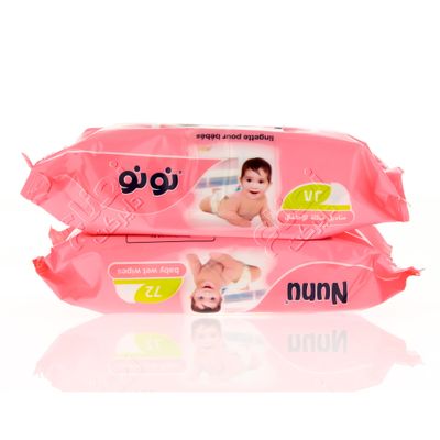 Nunu Baby Wipes Wet Wipe 72 Pieces × 2