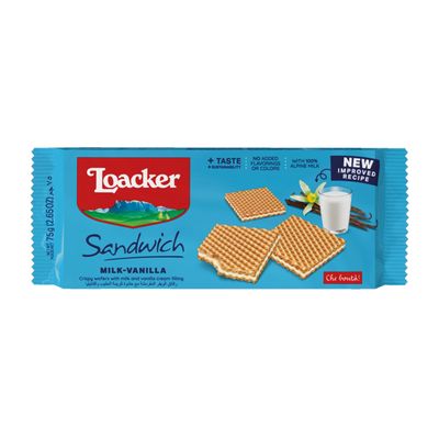 Loacker Wafer Sandwich With Milk And Vanilla Cream Filling 75 G
