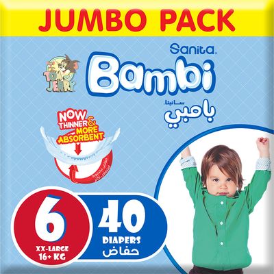 بامبي حفاضة مقاس6 40 حبة