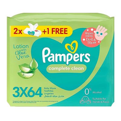 Pampers Baby Wipes Wet 64 Pieces × 3