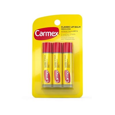 Carmex Medicated Lip Balm Sticks Classic With SPF15 - 3 Pieces