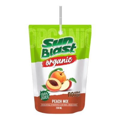 Sun Blast Peach Mix Organic Juice No Added Sugar - 200ml  