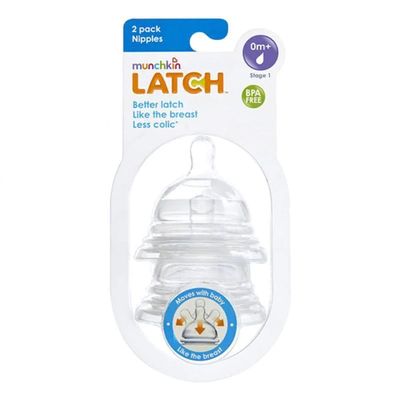 Munchkin Feeding Nipple Natural Flow Stage 1 +0 Months 2 Pieces