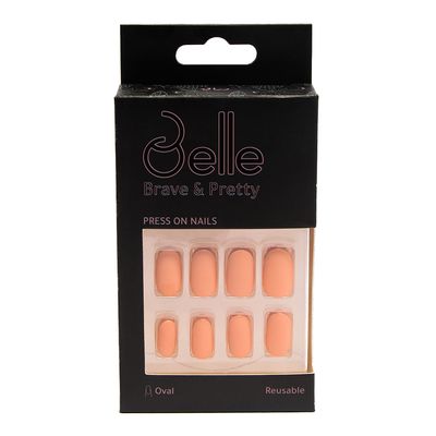 Belle Press-On Nails Oval Shape Matte Apricot - 24 Pieces