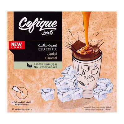 Cofique Iced Coffee Sachets Caramel Flavor 24 G × 10 Box