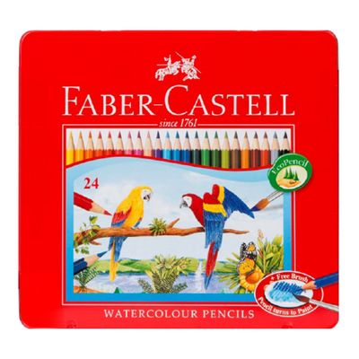 Faber Castell Pencils Watercolor Iron Box Flat 24 Colors