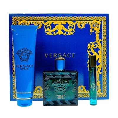 Versace Eros Perfume Set for Men - 100ml +  Perfume Sample - 10ml + Shower Gel - 150ml 