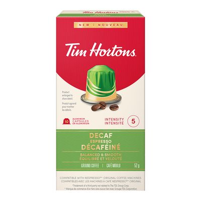 Tim Hortons Coffee Capsules Espresso Decaffeine 10 Pieces