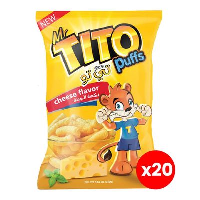 Mr.Tito Corn Puffs Cheese Flavor 18 G × 20 