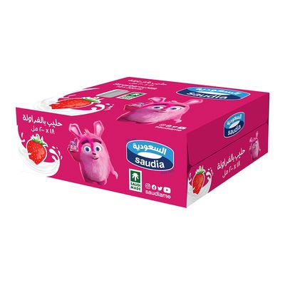 Saudia Strawberry Milk Flavored 200 ML × 18 Box