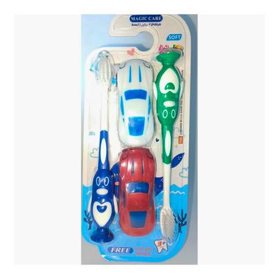 Magic Care Toothbrushes For Children 2 Pieces + 2 Toys 