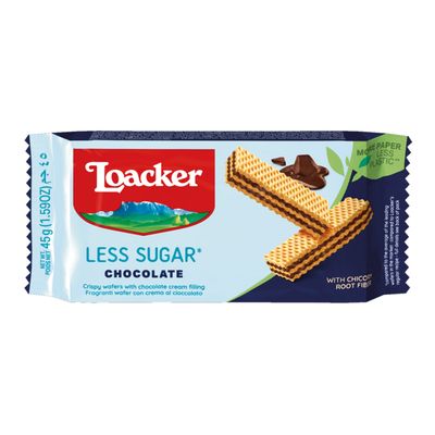 Loacker Wafer With Chocolate Cream Less Sugar 45 G