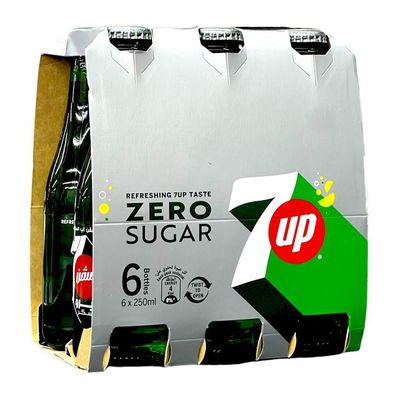 7 UP Soft Drink Sugar Glass 250 ML × 6