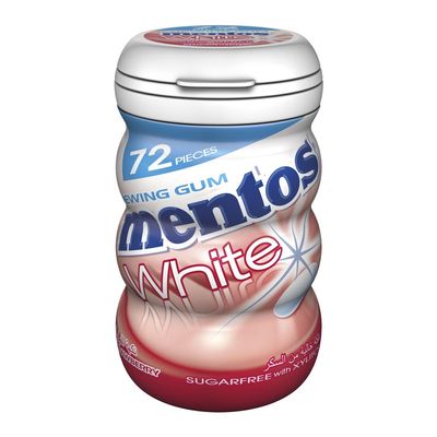 Mentos White Gum Strawberry Flavor Sugar Free 72 Pieces 103 G