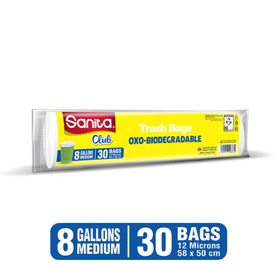 Sanita Club Trash Bags Medium 8 Gallons 30 Pieces