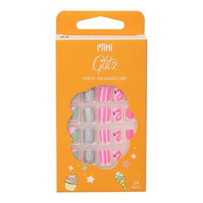 Glitz Press On Nails for Kids Flamingo #4 - 24 pieces