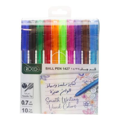 Roco Ball Pens Assorted Colors 0.7 mm 10 Pieces