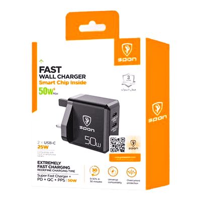 Spon Home Fast Charger Dual Output 50W(PD 25W)(PD 25W)