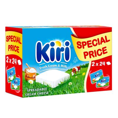 كيري جبنة بالقشطة مربعات قابلة للدهن 24 قطعة 432 جرام × 2