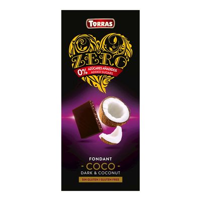 Torras Zero Dark Chocolate With Coconut No Added Sugar Gluten Free 125 g