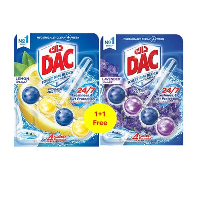 DAC Toilet Rim Block Power Active Lemon Scent - 50g + Lavender Scent - 50g