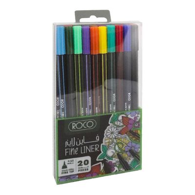Roco Fine Liner Pens Assorted Colors 0.45 mm 20 Pieces