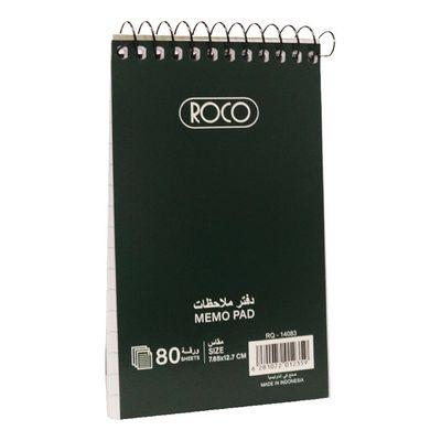 Roco Memo Notebook Green 7.65 × 12.7 cm 80 Sheets