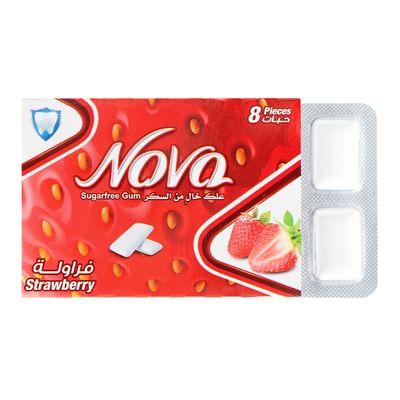 Nova Gum Strawberry Sugar Free 8 Pieces