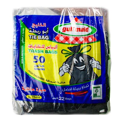 Gulfmaid Trash Bags Tie 50 Gallons 22 Bags