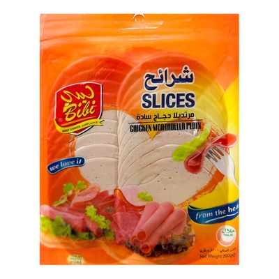 Bibi Fresh Mortadella Chicken Slices Plain 200 G