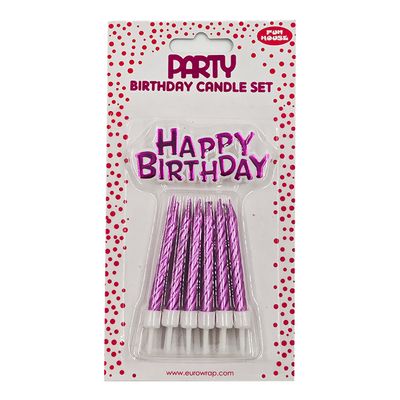 Fun House Birthday Candles Pink Met Set - 6pcs