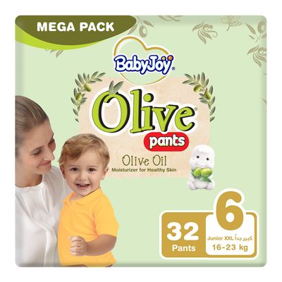 Baby Joy Diapers Olive Oil Pants XXL Size No.6 32 Pieces
