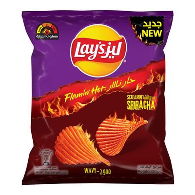 Lay's Wavy Potato Chips Flamin Hot Sriracha Flavor -45g