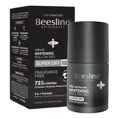 Beesline Whitening Deodorant Roll-on Silver Power Fragrance Free For Men - 50ml