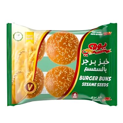 يومي خبز برجر بالسمسم ابيض 6 حبات