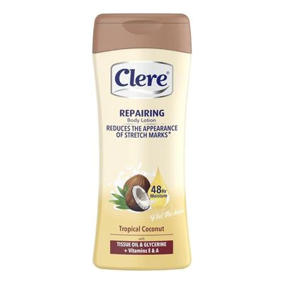 Clere Repairing Body Lotion Tropical Coconut with Tissue Oil & Glycerine + Vitamins E & A - 400ml
