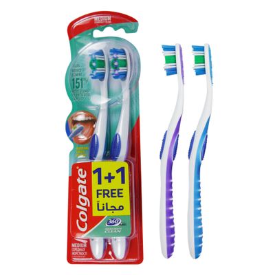 Colgate Toothbrush 360 Medium 2 Pieces