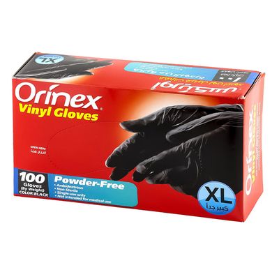 Orinex Vinyl Hand Gloves Powder Free XL - Black - 100pcs