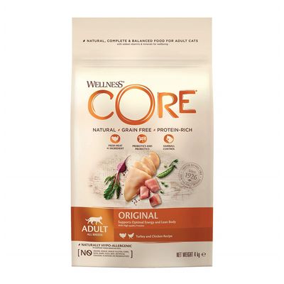 Wellness Core Dry Adult Cat Food Original Turkey With Chicken Recipe - 4kg